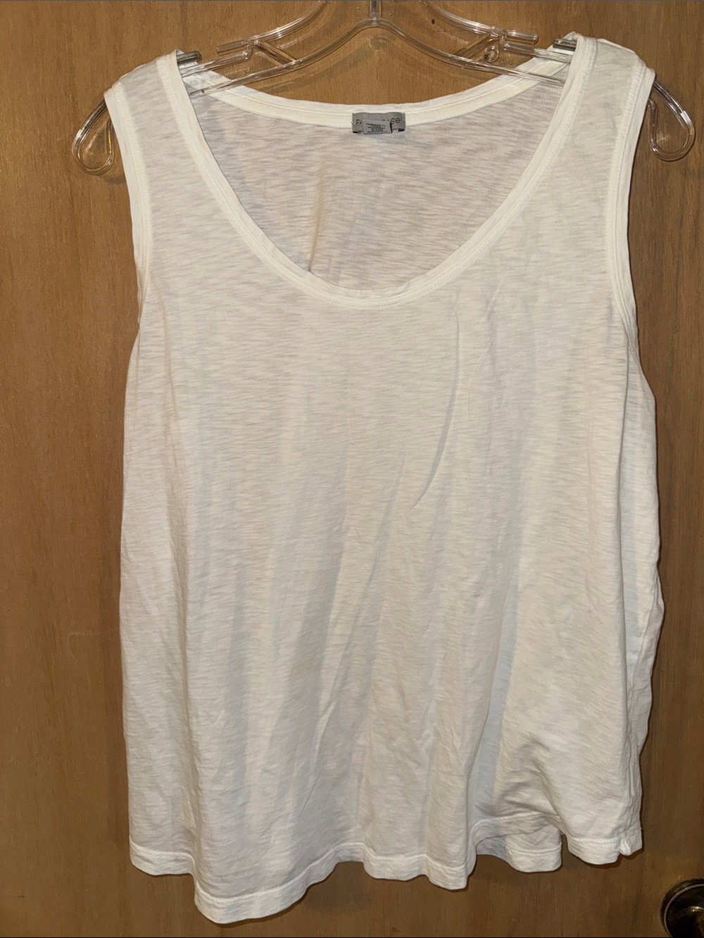 Paraphrase %100 Cotton White Scoop Neck Tank Top Lightweight X-Large